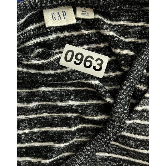 GAP Womens Small Tall Black Gray White Stripe Shirt Long Sleeve - Picture 10 of 10